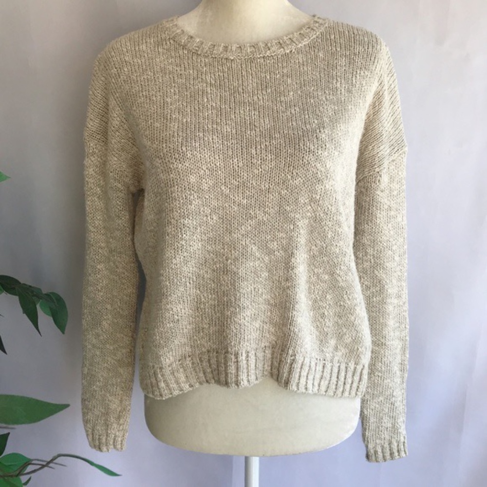 Vince Sweater Beige Cream Speckled Oatmeal Sz XS